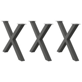 Patas para mesa de comedor en forma de X 3 uds antracita
