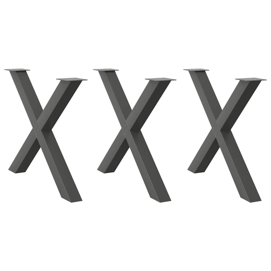 Patas para mesa de comedor en forma de X 3 uds antracita