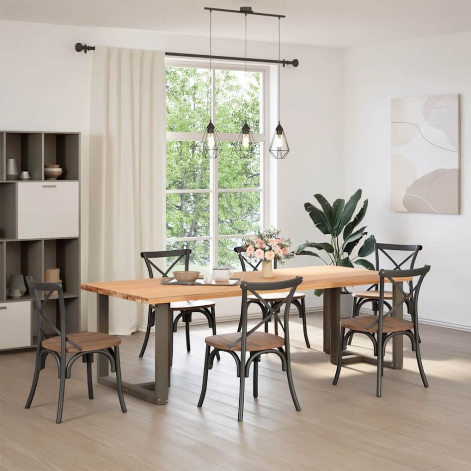 Patas mesa comedor forma T 2uds acero natural 100x35x(72-73)