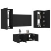 Muebles de TV de pared con LED 4 pzas madera ingeniería negro