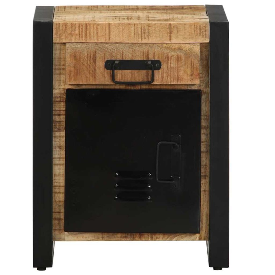 Mesitas de noche 2 piezas madera maciza rugosa