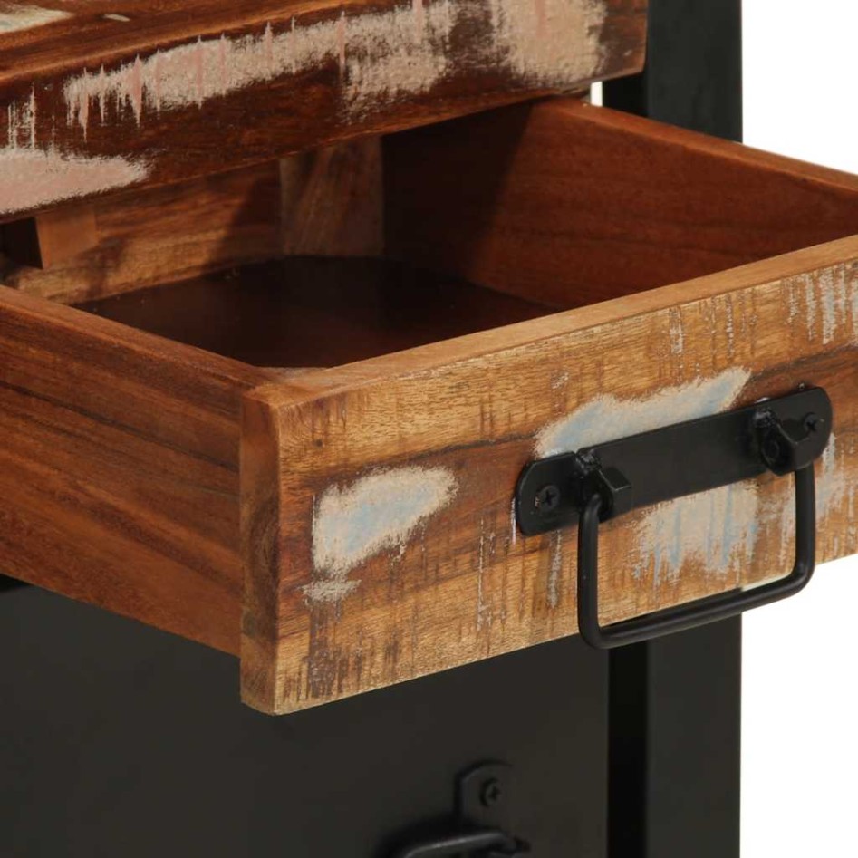 Mesitas de noche 2 uds multicolor madera maciza rugosa