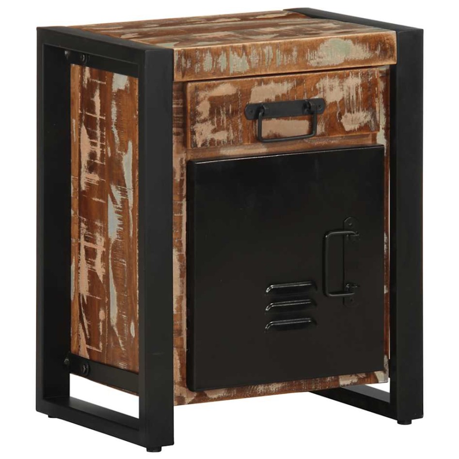 Mesitas de noche 2 uds multicolor madera maciza rugosa