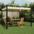 Cenador de jardín con techo retráctil acero crema 3x3