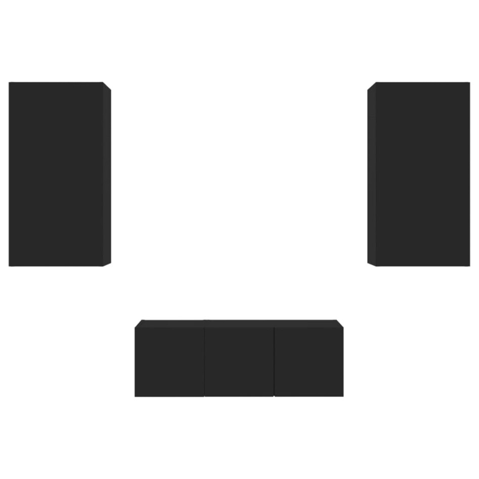 Muebles de TV de pared con LED 4 pzas madera ingeniería