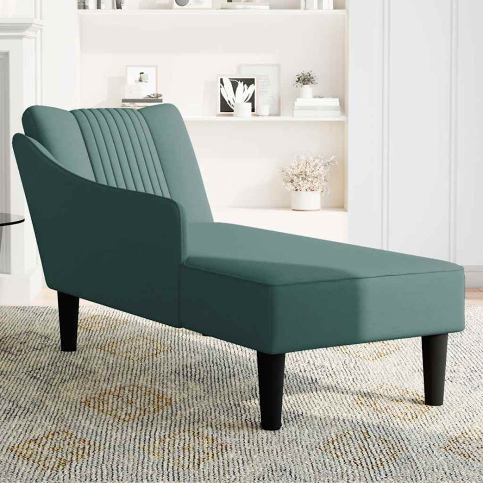 Chaise longue con reposabrazos derecho terciopelo