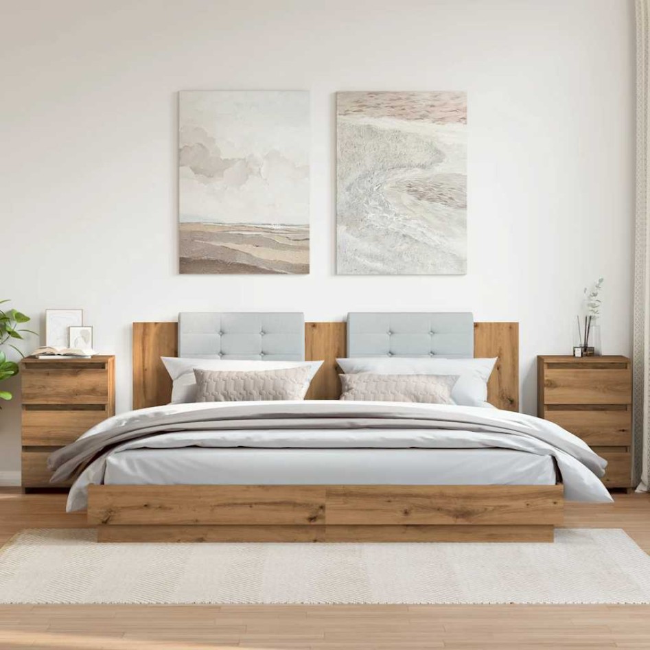 Mesitas noche 2uds madera ingeniería roble artisan