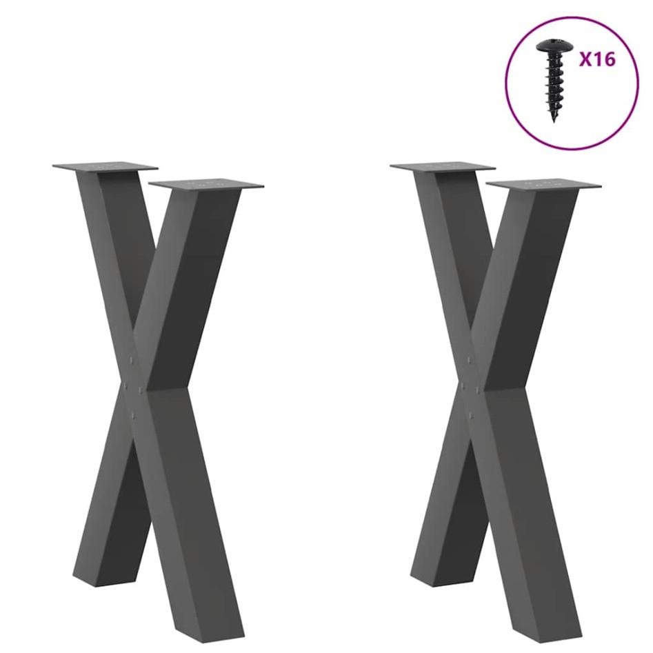Patas para mesa comedor forma X 2uds antracita 50x(72-73)