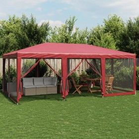 Carpa para fiestas con 10 paredes de malla HDPE rojo 6x4