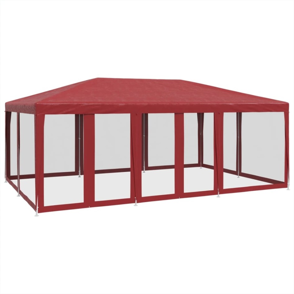 Carpa para fiestas con 10 paredes de malla HDPE rojo 6x4