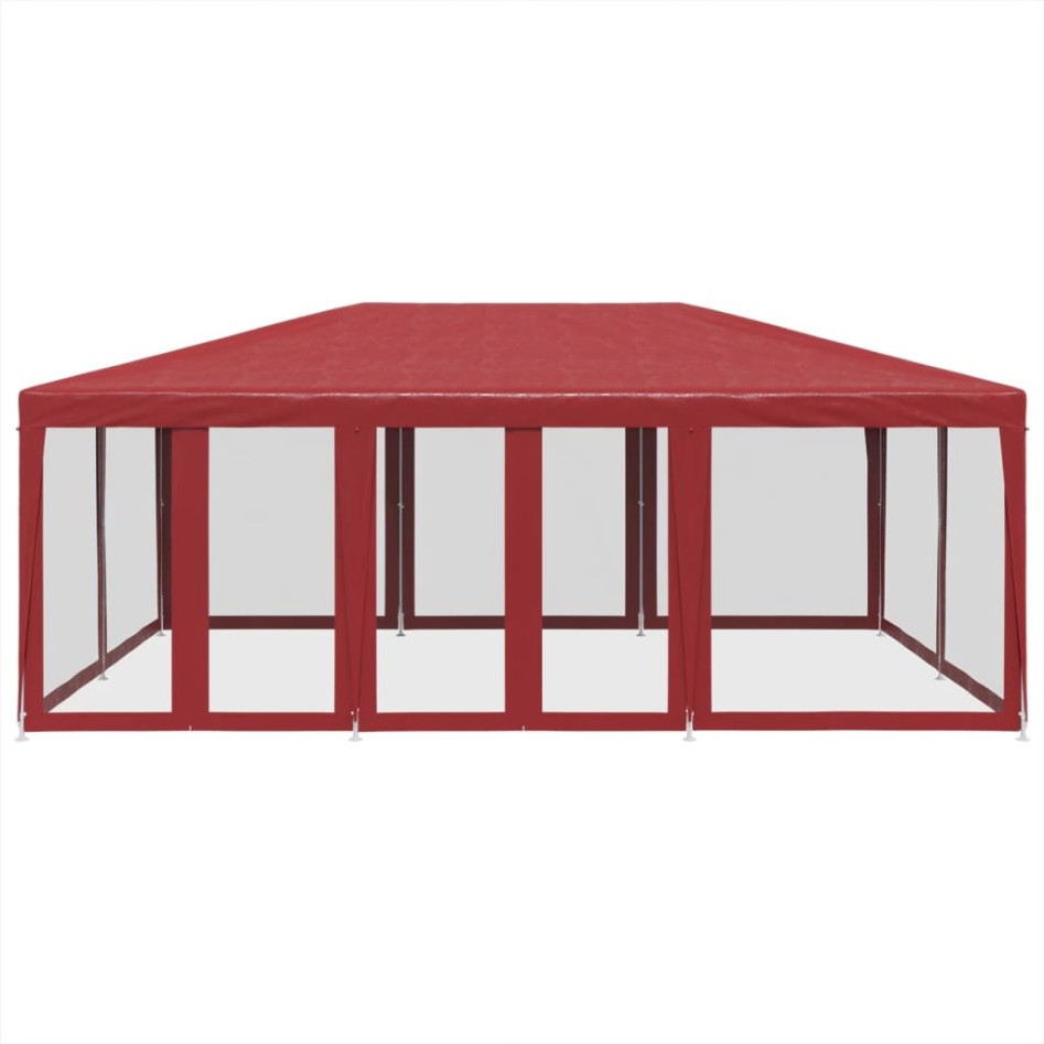 Carpa para fiestas con 10 paredes de malla HDPE rojo 6x4