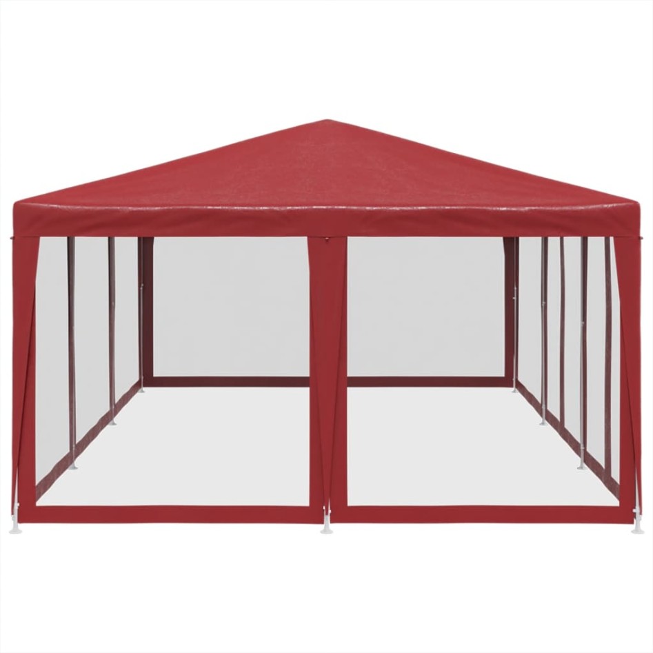 Carpa para fiestas con 10 paredes de malla HDPE rojo 6x4