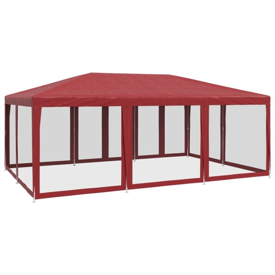Carpa para fiestas con 10 paredes de malla HDPE rojo 6x4