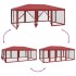 Carpa para fiestas con 10 paredes de malla HDPE rojo 6x4