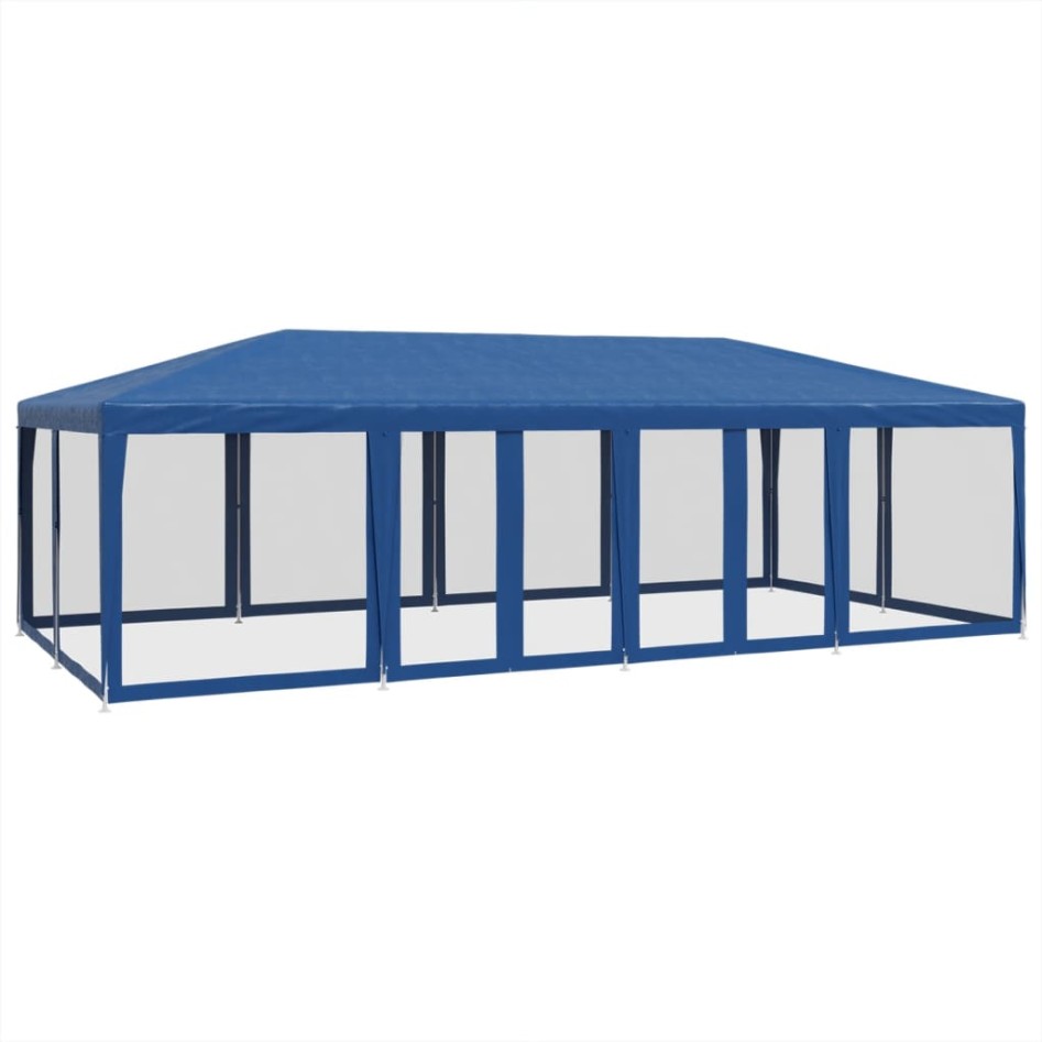Carpa para fiestas con 12 paredes de malla HDPE azul 8x4