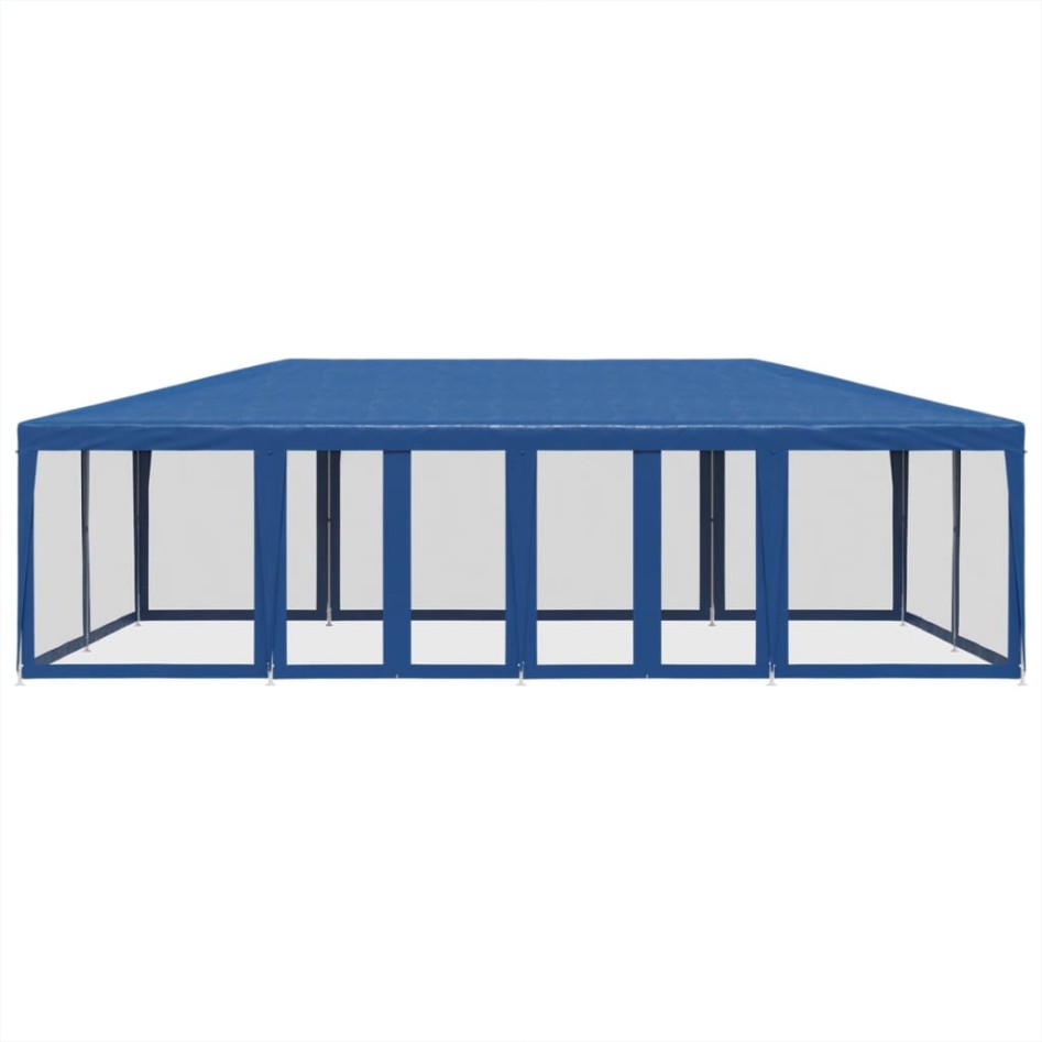Carpa para fiestas con 12 paredes de malla HDPE azul 8x4