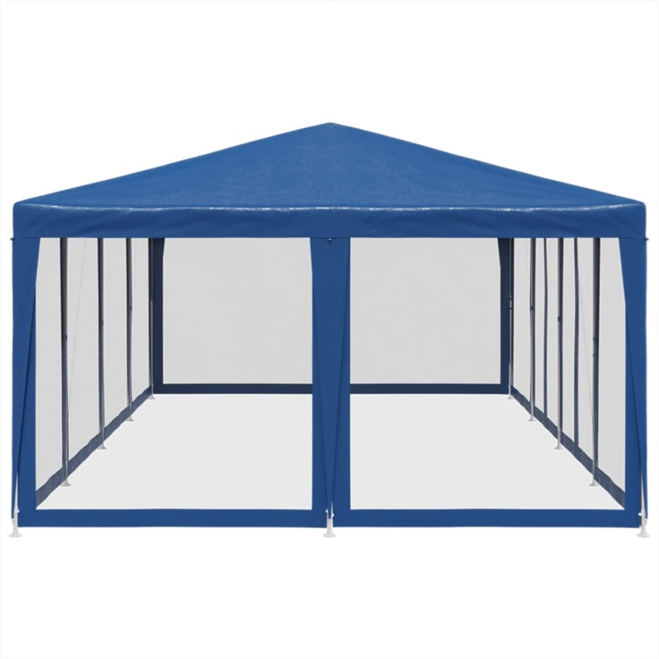 Carpa para fiestas con 12 paredes de malla HDPE azul 8x4