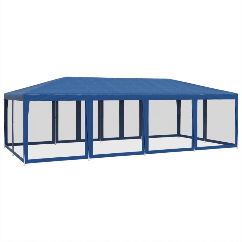 Carpa para fiestas con 12 paredes de malla HDPE azul 8x4