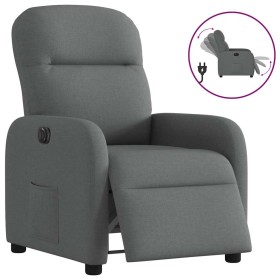 Sillón reclinable eléctrico de tela gris