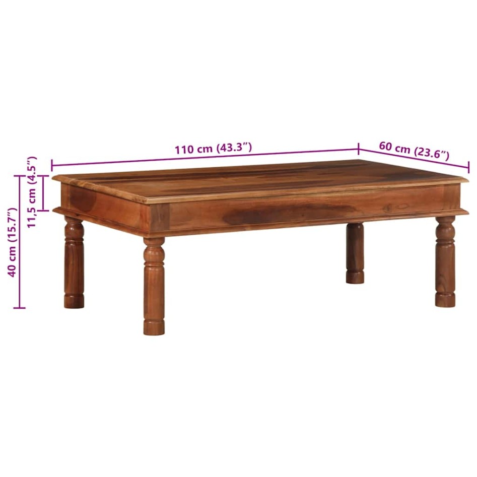 Mesa de centro de madera maciza 110x60x40 cm