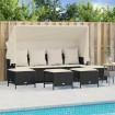 Set de muebles de jardín 5 pzas y cojines ratán sintético negro
