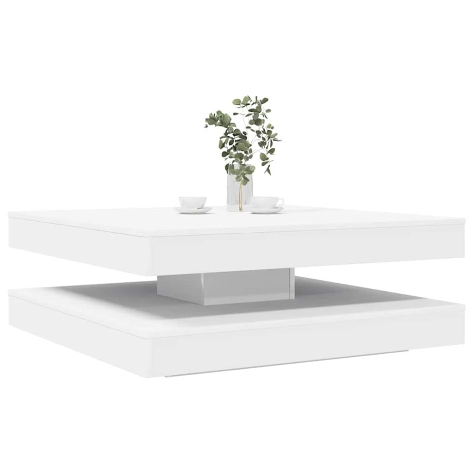 Mesa de centro giratoria 360 grados blanco 90x90x34,5