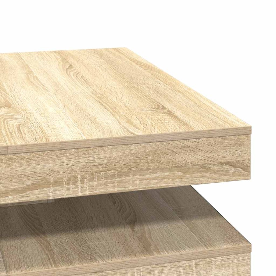 Mesa de centro giratoria 360 grados roble sonoma 90x90x34,5