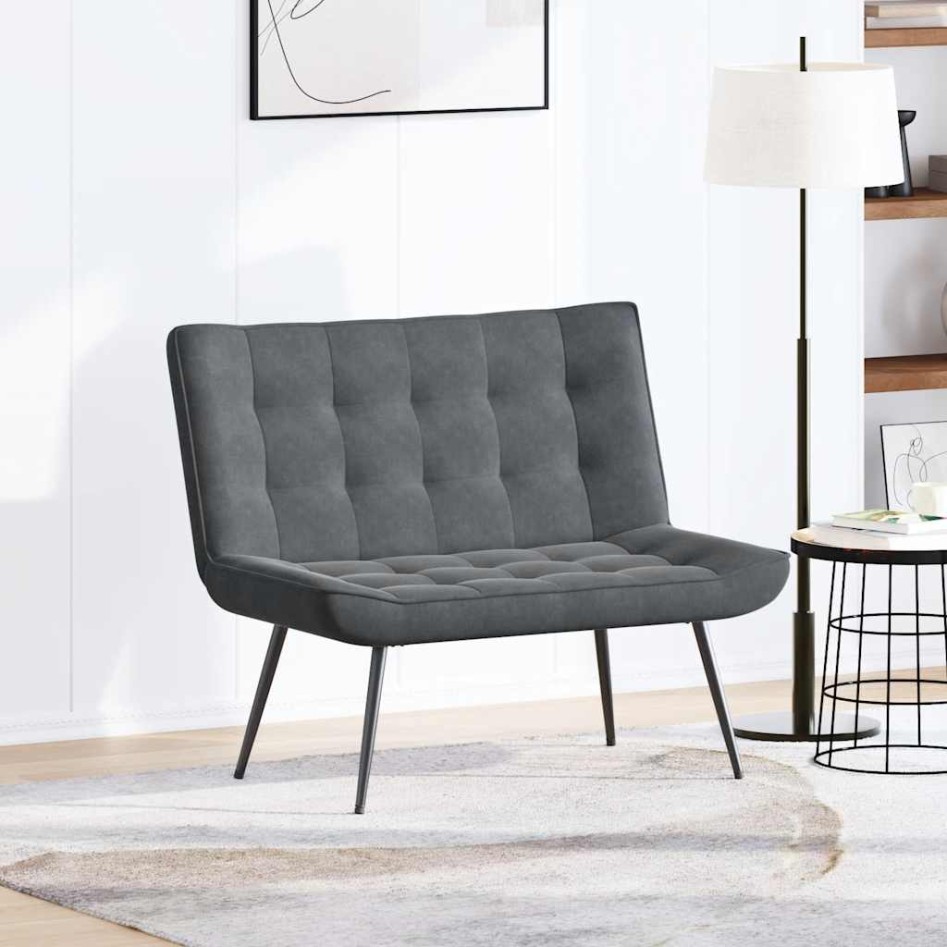 Banco de terciopelo gris oscuro 110x74x84