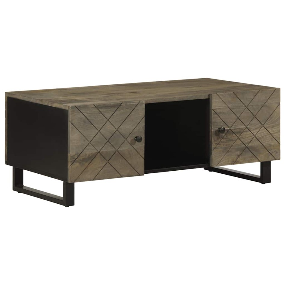 Mesa de centro madera maciza de mango negra 100x54x40