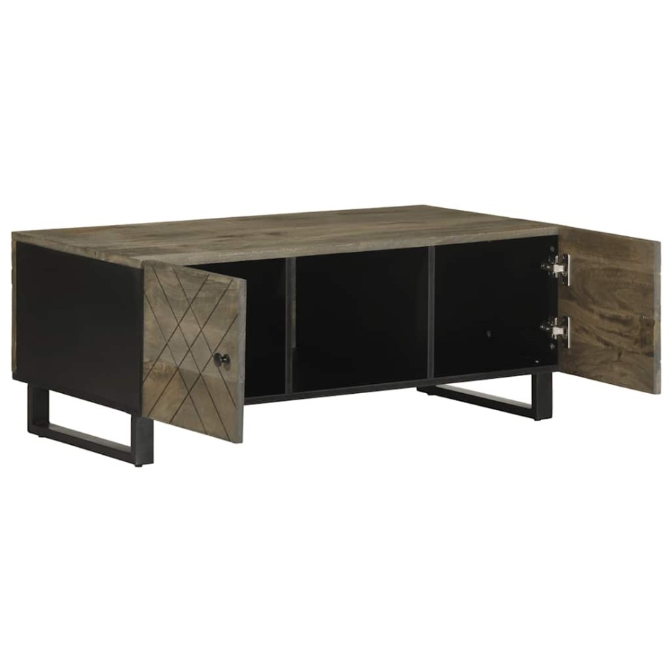 Mesa de centro madera maciza de mango negra 100x54x40