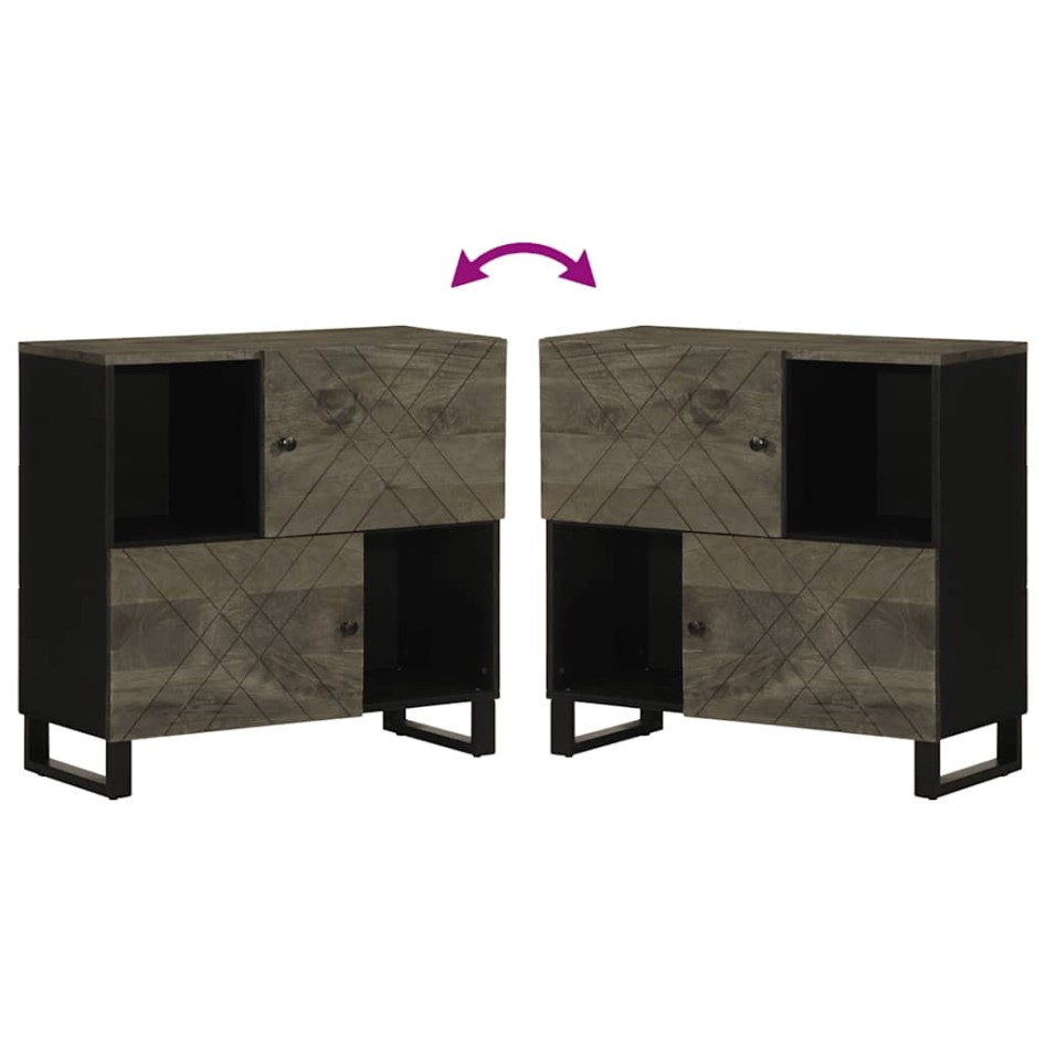 Aparador negro 80x33x75 cm madera maciza