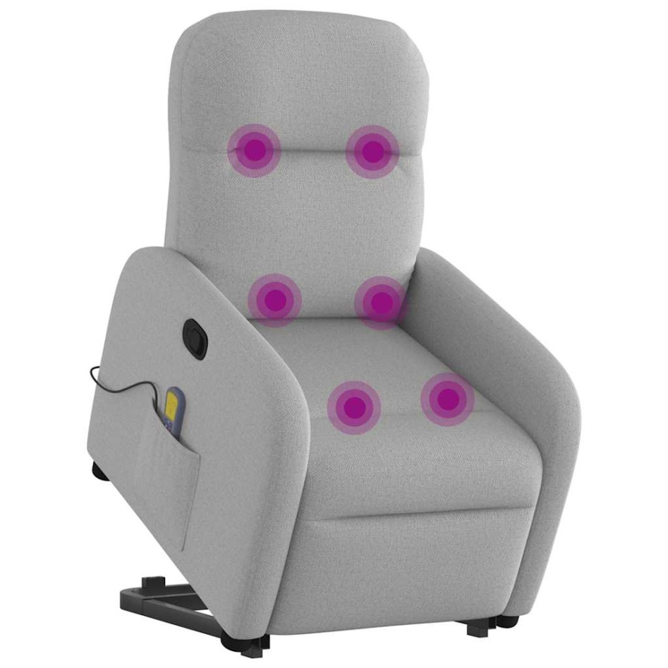 Sillón de masaje reclinable de pie de tela gris
