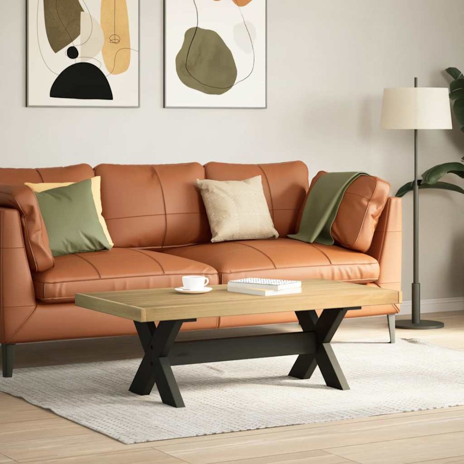 Mesa de centro NOAIN patas en X madera maciza pino 120x60x40