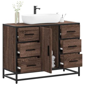 Armario lavabo baño madera ingeniería roble marrón 80x33x60