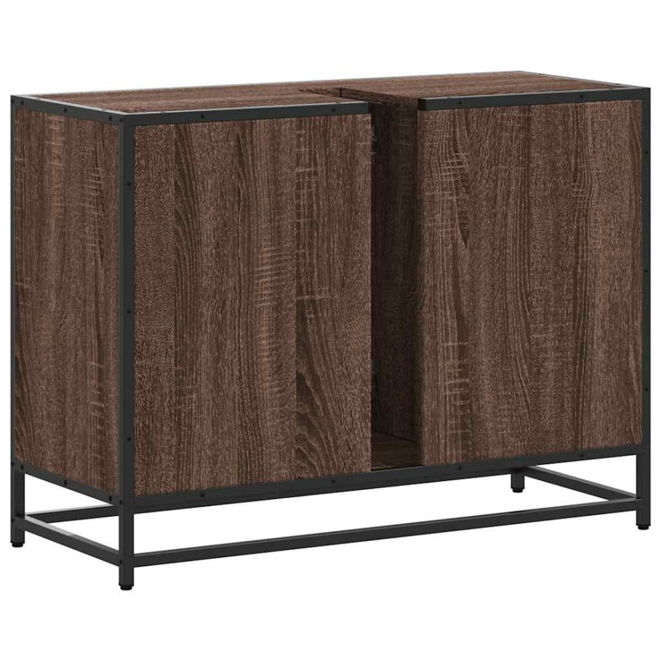 Armario lavabo baño madera ingeniería roble marrón 80x33x60