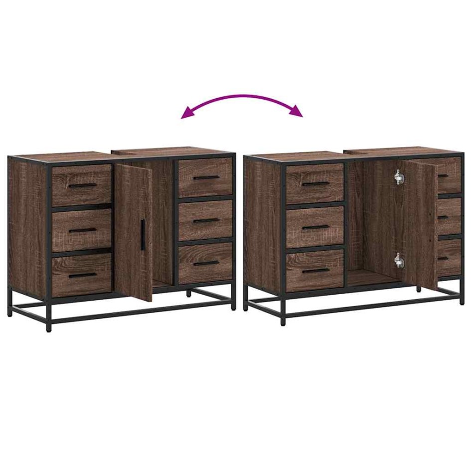 Armario lavabo baño madera ingeniería roble marrón 80x33x60