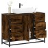 Armario lavabo baño madera ingeniería roble ahumado 80x33x60