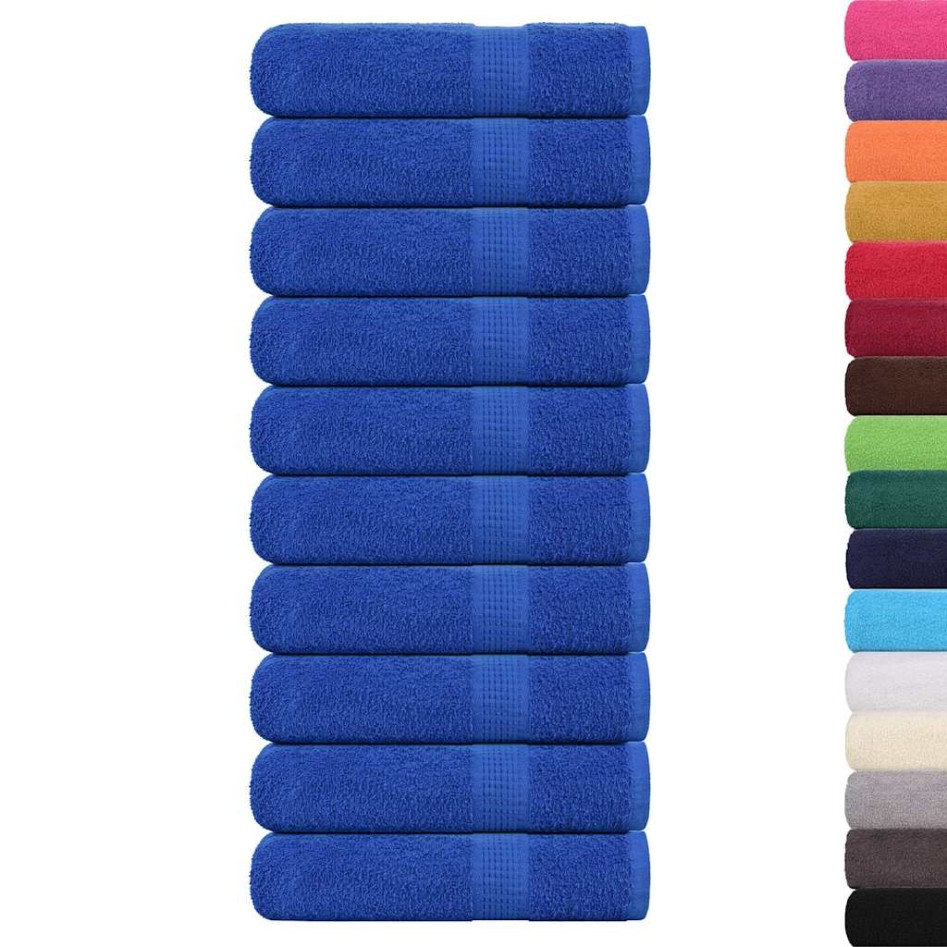 Toallas de baño 10 uds azul 100x150 cm 360 g/m² 100%