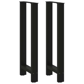 Patas de mesa de centro acero negro 2 uds 50x(100-101)
