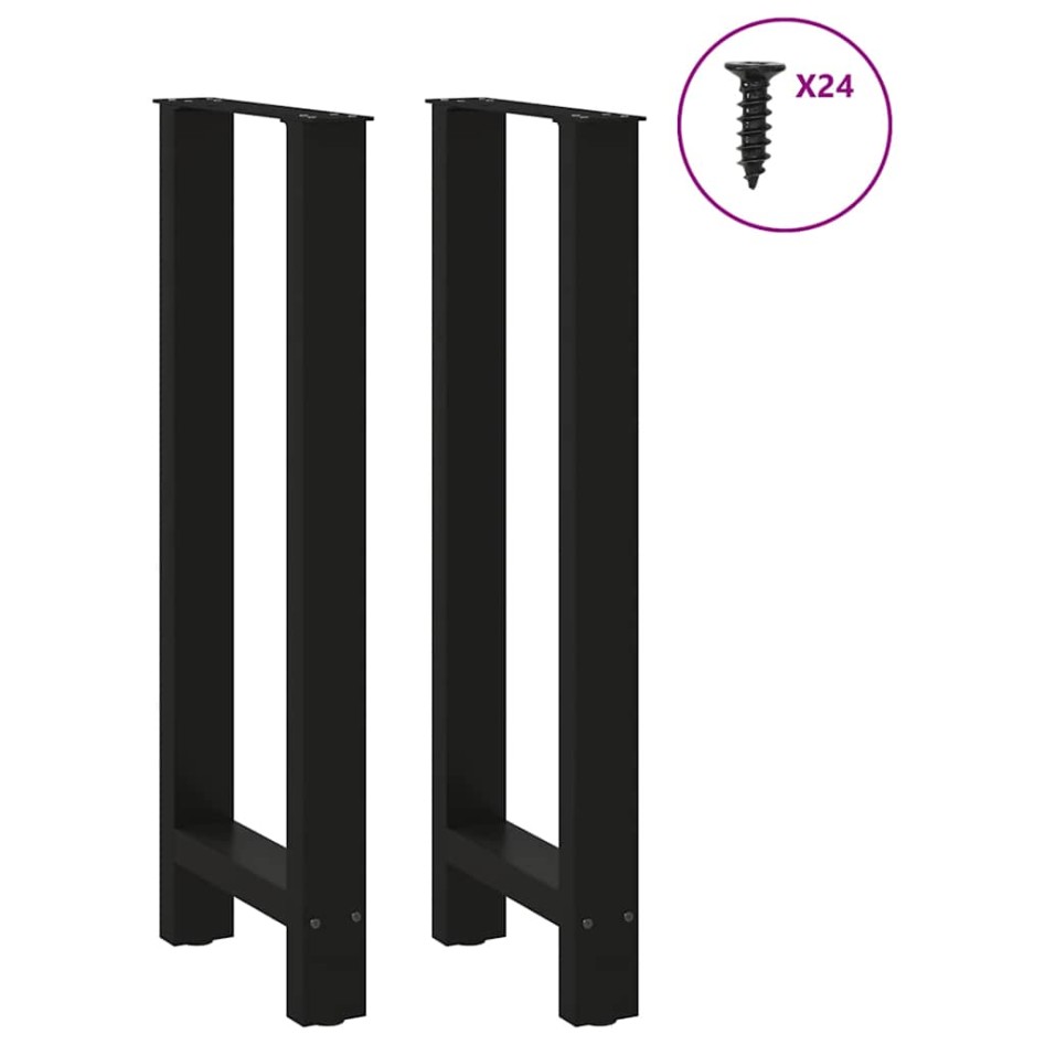Patas de mesa de centro acero negro 2 uds 50x(100-101)