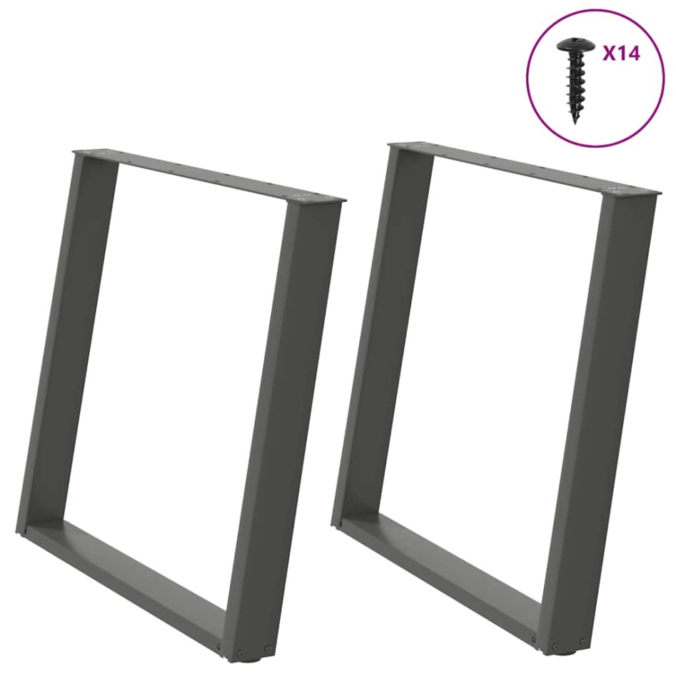 Patas para mesa comedor forma U 2uds antracita 90x(72-73)