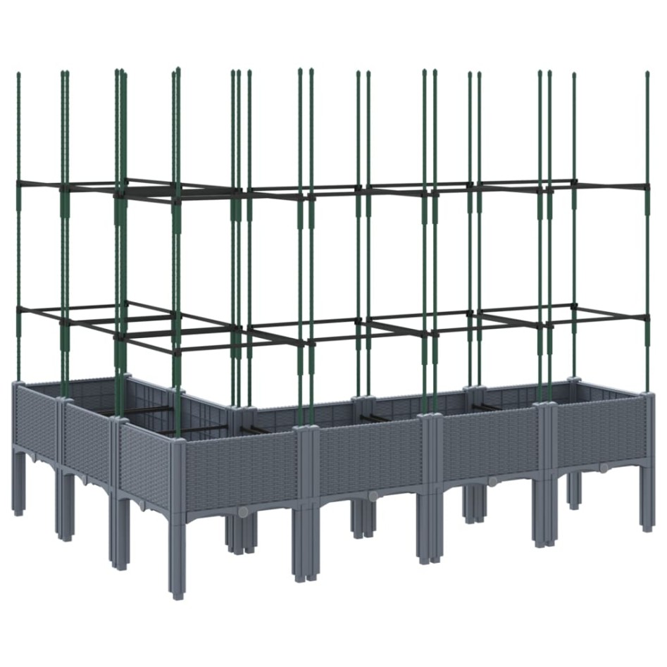 Jardinera con enrejado PP azul gris 160x120x142,5