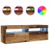 Mueble TV luces LED madera ingeniería envejecida 120x35x40