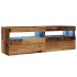 Mueble TV luces LED madera ingeniería envejecida 120x35x40