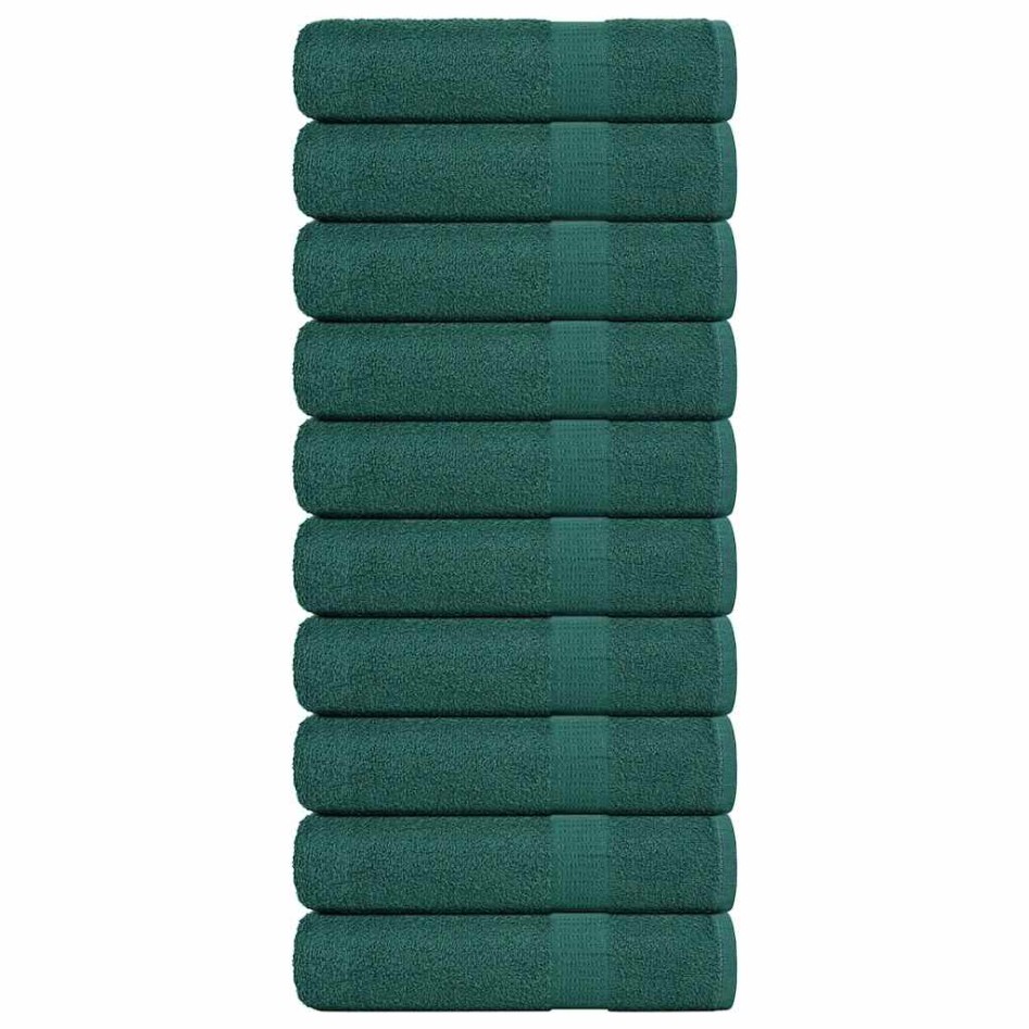 Toallas de baño 10 uds verde 100x150 cm 360 gsm 100%