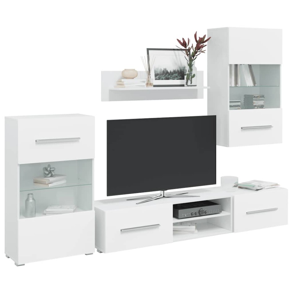 Muebles para TV 5 piezas con iluminación LED blanco