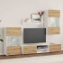Muebles de TV 5 piezas con iluminación LED roble