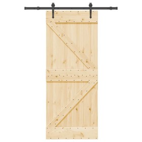 Puerta corredera con herrajes madera maciza de pino 85x210