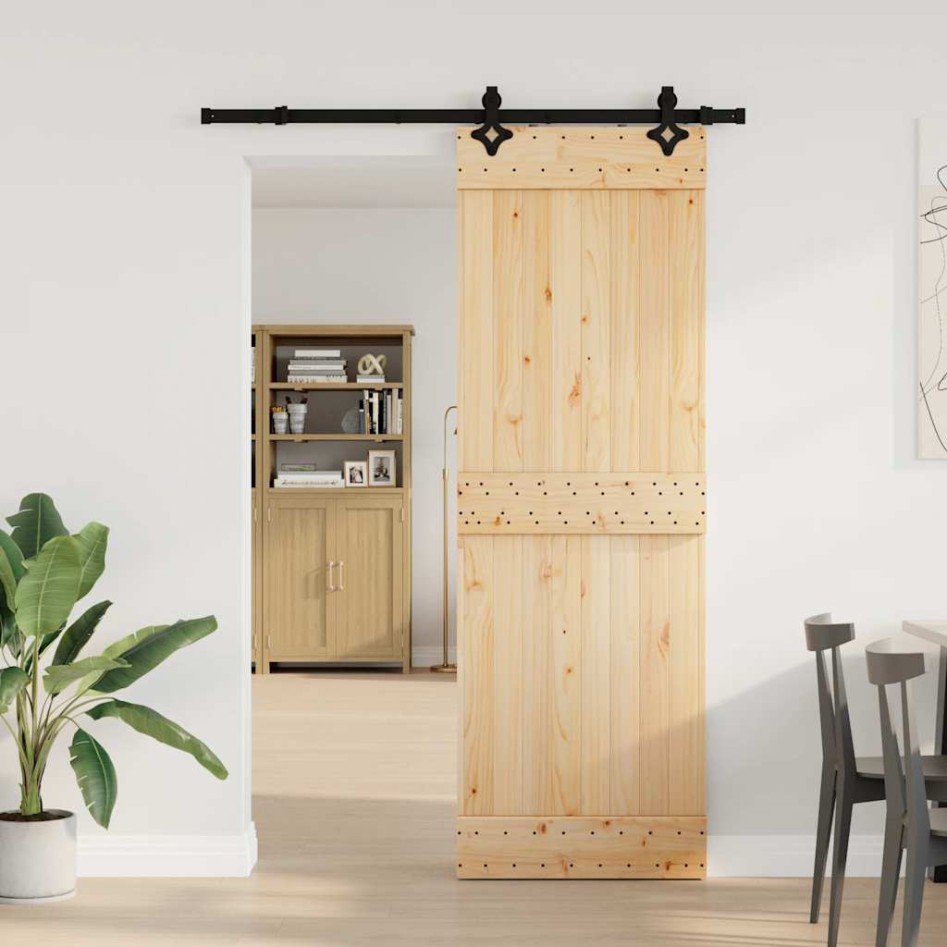 Puerta corredera con herrajes madera maciza de pino 70x210