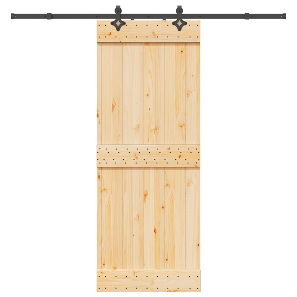 Puerta corredera con herrajes madera maciza de pino 80x210